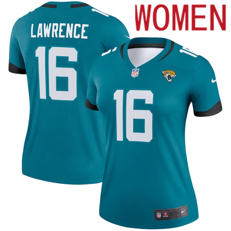 Women Jacksonville Jaguars 16 Trevor Lawrence Nike Green Legend NFL Jersey